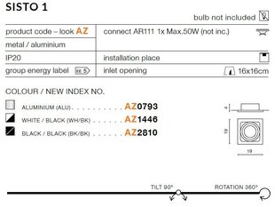 Azzardo встраиваемый светильник Sistro 1 White цена и информация | Монтируемые светильники, светодиодные панели | kaup24.ee