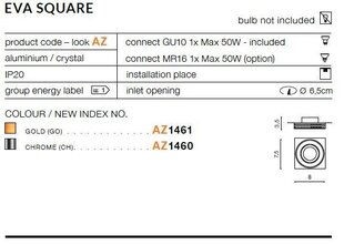 Sisseehitatud valgusti Azzardo Eva Square Chrome hind ja info | Süvistatavad ja LED valgustid | kaup24.ee