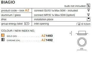 Sisseehitatud valgusti Azzardo Biagio Chrome цена и информация | Монтируемые светильники, светодиодные панели | kaup24.ee