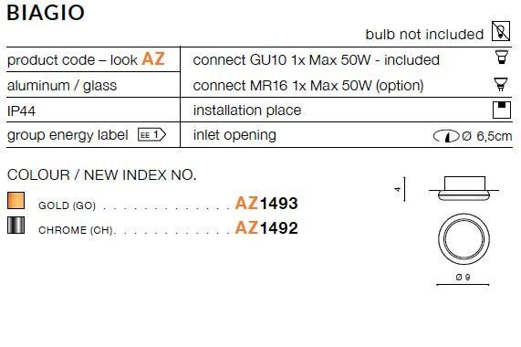 Sisseehitatud valgusti Azzardo Biagio Chrome цена и информация | Süvistatavad ja LED valgustid | kaup24.ee