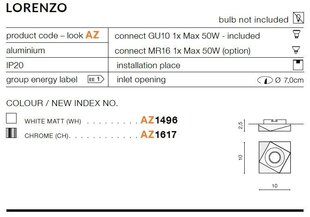 Sisseehitatud lamp Azzardo Lorenzo White hind ja info | Süvistatavad ja LED valgustid | kaup24.ee