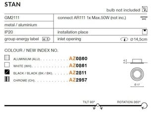 Sisseehitatud valgusti Azzardo Stan Black hind ja info | Süvistatavad ja LED valgustid | kaup24.ee