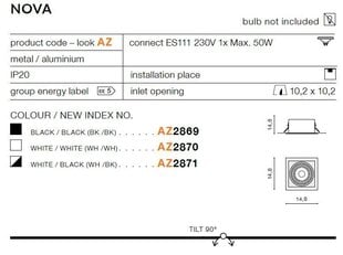 Süvistatav valgusti Azzardo Nova White/Black hind ja info | Süvistatavad ja LED valgustid | kaup24.ee