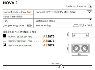 Azzardo встраиваемый светильник Nova 2 White/Black цена и информация | Монтируемые светильники, светодиодные панели | kaup24.ee