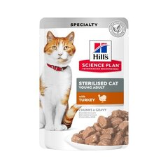 Корм для стерилизованных кошек с индейкой Hill's Science Plan Sterilized Cat Young Adult, 12x85 г цена и информация | Кошачьи консервы | kaup24.ee