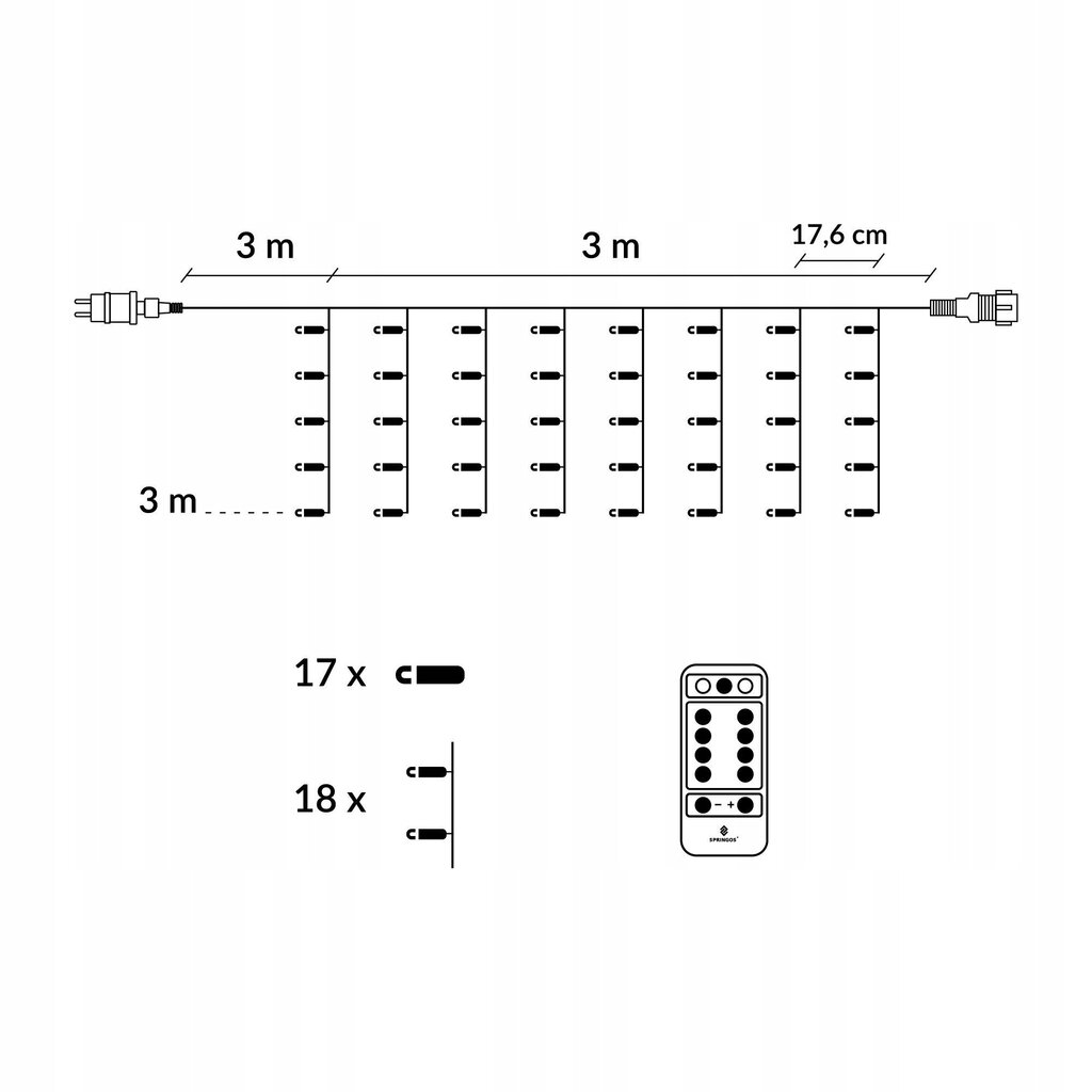 Valguskardin Smart 300 LED 3x3 m puldiga, soe valge цена и информация | Jõulutuled | kaup24.ee