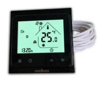 Põrandaküttevõrk Wellmo MAT (suurus 2 m2) + programmeeritav termostaat Wellmo WTH-51.36 NEW BLACK, must hind ja info | Põrandaküte | kaup24.ee