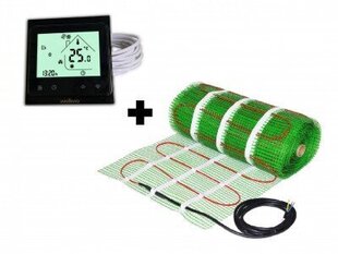 Põrandaküttevõrk Wellmo MAT (suurus 2,5 m2) + programmeeritav termostaat Wellmo WTH-51.36 NEW BLACK, must цена и информация | Нагревательные коврики для пола и зеркал | kaup24.ee