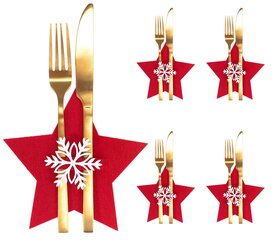 Новогодний чехол для столовых приборов Звезда, 4 шт., Красный цена и информация | Декорации | kaup24.ee