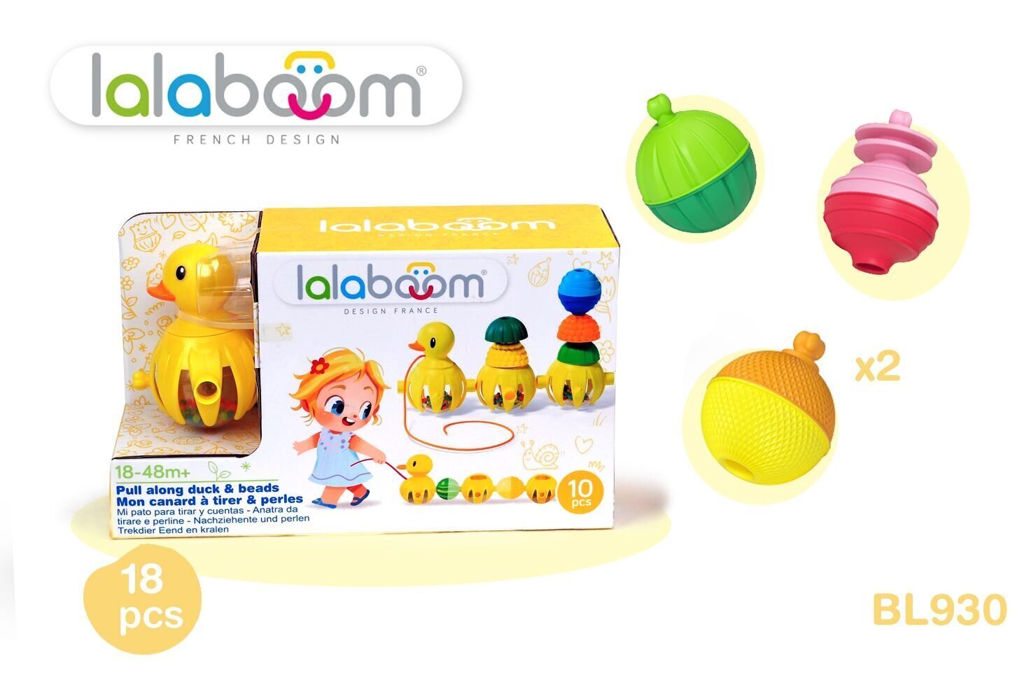 Arendav helmeste komplekt Lalaboom Pull Along Duck, 10 tk., BL330 hind ja info | Imikute mänguasjad | kaup24.ee