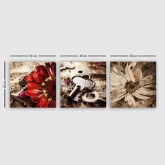 Kolmeosaline reproduktsioon Lilled, muusika ja võtmed hind ja info | Seinapildid | kaup24.ee