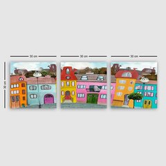Kolmeosaline reproduktsioon Värvilised majad hind ja info | Seinapildid | kaup24.ee