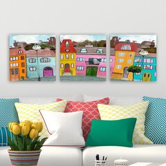 Kolmeosaline reproduktsioon Värvilised majad hind ja info | Seinapildid | kaup24.ee