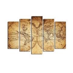 Репродукция из четырех частей Карта мира цена и информация | Настенные деревянные декорации | kaup24.ee