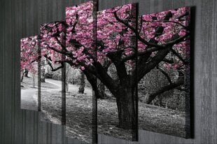 Репродукция из пяти частей Цветущее дерево цена и информация | Картины, живопись | kaup24.ee