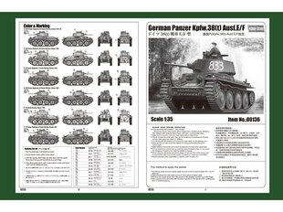 Сборная пластиковая модель Hobbyboss - German Panzer Kpfw.38(t) Ausf.E/F, 1/35, 80136 цена и информация | Конструкторы и кубики | kaup24.ee