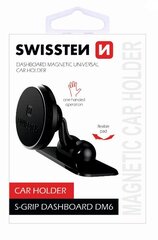 Swissten S-Grip DM6 Универсальный держатель с магнитом для устройств Черный цена и информация | Mobiiltelefonide hoidjad | kaup24.ee