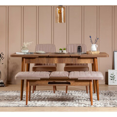 Комплект для столовой из 4 частей Kalune Design Vina, темно-коричневый/розовый цена и информация | Комплекты мебели для столовой | kaup24.ee