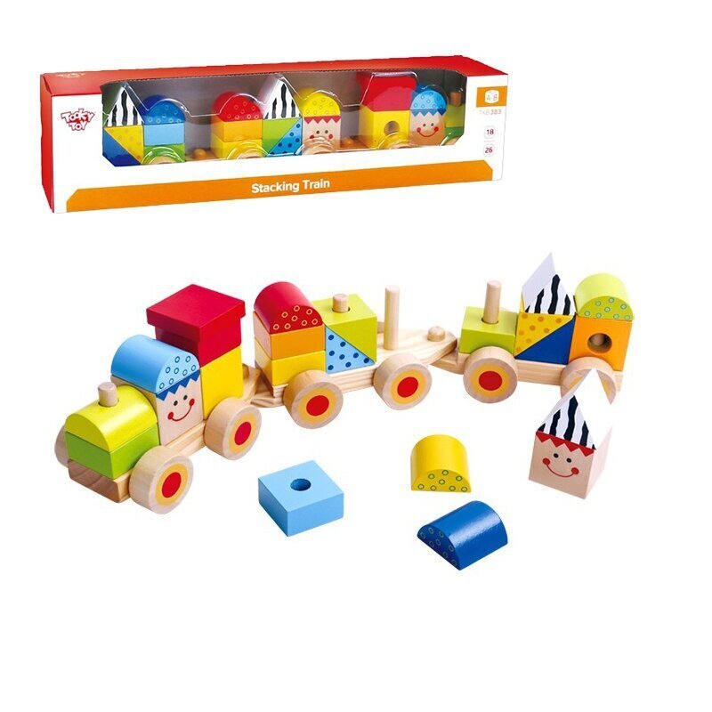 Puidust rong klotsidega, Tooky Toy hind ja info | Imikute mänguasjad | kaup24.ee