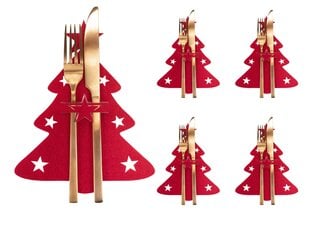 Jõuluteemaline söögiriistade tasku "jõulupuu", 4 tk, punane hind ja info | Jõulukaunistused | kaup24.ee