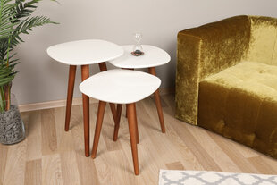 Набор из 3 столов Kalune Design Nadva, белый/коричневый цена и информация | Журнальные столики | kaup24.ee