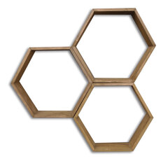 Набор из 3-х полок Kalune Design HEX001, коричневого цвета цена и информация | Полка | kaup24.ee