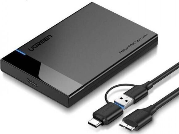 Väline draiv Ugreen US221 SATA, HDD 2,5", USB 3.0 + USB-C, micro USB 3.0 цена и информация | Välised kõvakettad (SSD, HDD) | kaup24.ee