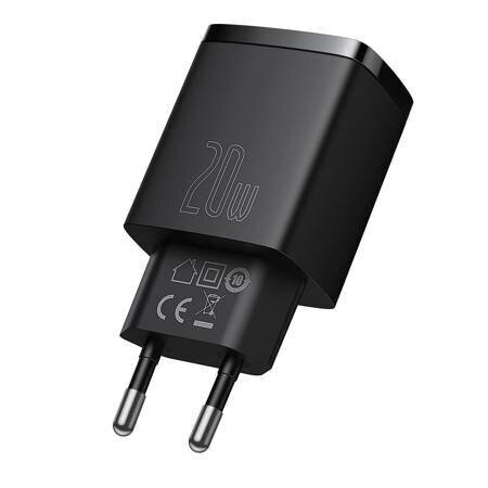 Laadija Baseus CCXJ-B01 USB + Type-C 20W must цена и информация | Mobiiltelefonide laadijad | kaup24.ee