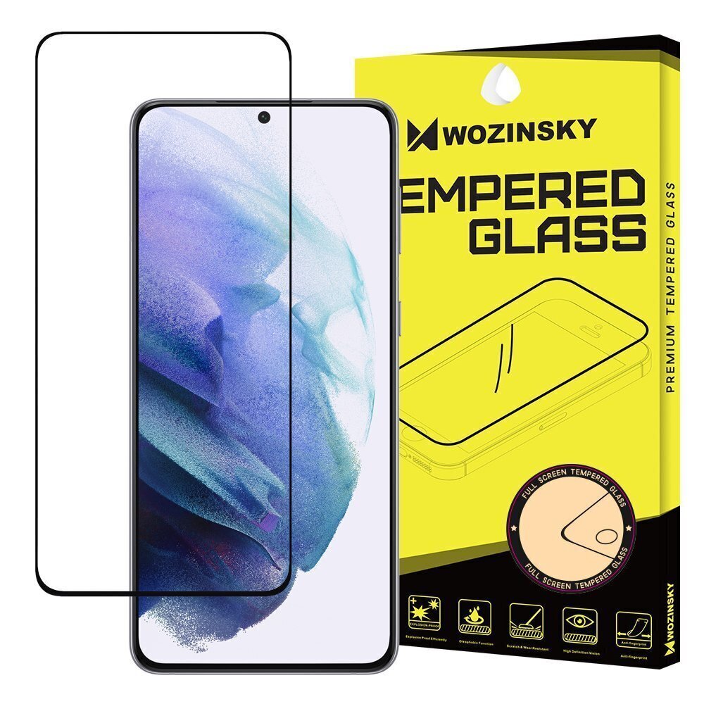 LCD kaitsev karastatud klaas Wozinsky 5D juhtumiga kohandatud Samsung G991 S21 5G must цена и информация | Ekraani kaitsekiled | kaup24.ee