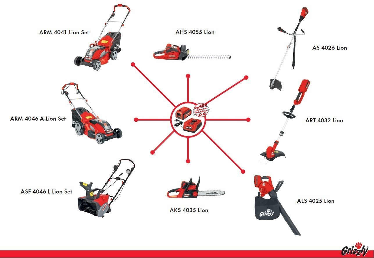Akukettsaag 40 V Grizzly AKS 4035 Lion SET цена и информация | Mootorsaed ja akusaed | kaup24.ee