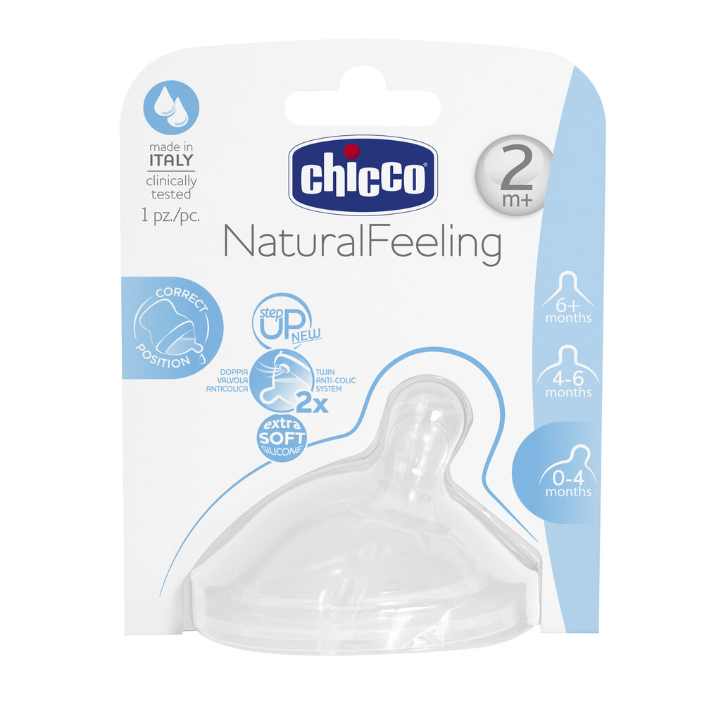 Silikoonlutt Chicco Natural Feeling, 2+ kuud цена и информация | Lutipudelid ja aksessuaarid | kaup24.ee