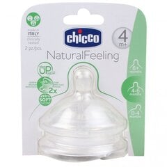 Силиконовая соска Chicco Natural Feeling, 4 мес., 2шт. цена и информация | Бутылочки и аксессуары | kaup24.ee