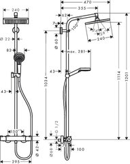 Vihmaduši süsteem Hansgrohe Crometta E 240 27271000, termostaadiga цена и информация | Душевые комплекты и панели | kaup24.ee