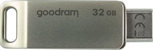 Mälupulk Goodram 32GB dual USB-A+USB-C, USB3.2 hõbedane hind ja info | GoodRam Arvutid ja IT- tehnika | kaup24.ee