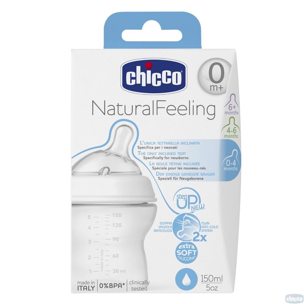 CHICCO NATURAL FEELING Lutipudel, 0m+, 150ml hind ja info | Lutipudelid ja aksessuaarid | kaup24.ee