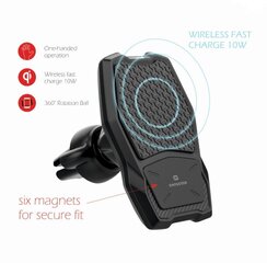 Универсальный держатель с беспроводной зарядкой Swissten WM1-AV3 Air Vent + Micro USB провод, 1.2 м, черный цена и информация | Держатели для телефонов | kaup24.ee