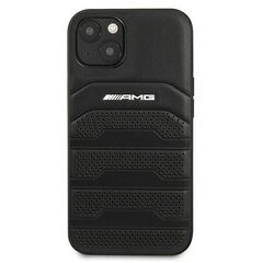 AMG AMHCP13MGSEBK Leather Debossed Lines Back Case For Apple iPhone 13 Black цена и информация | Чехлы для телефонов | kaup24.ee