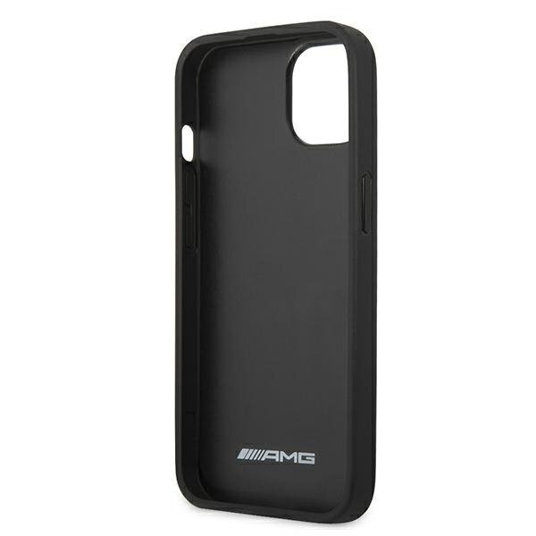 AMG AMHCP13MGSEBK Leather Debossed Lines Back Case For Apple iPhone 13 Black hind ja info | Telefoni kaaned, ümbrised | kaup24.ee