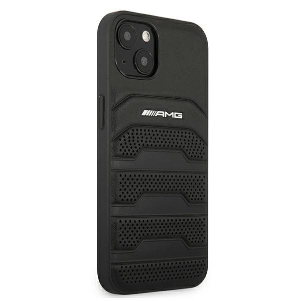 AMG AMHCP13MGSEBK Leather Debossed Lines Back Case For Apple iPhone 13 Black hind ja info | Telefoni kaaned, ümbrised | kaup24.ee