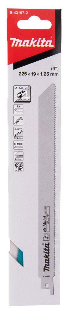 Universaalsed saeterad Makita BiM 225x1,25mm (10-14tpi), 2tk.B-43197-2 hind ja info | Käsitööriistad | kaup24.ee