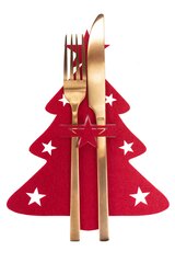 Рождественский чехол для столовых приборов «Рождественская елка», 6 шт., красный цена и информация | Декорации | kaup24.ee