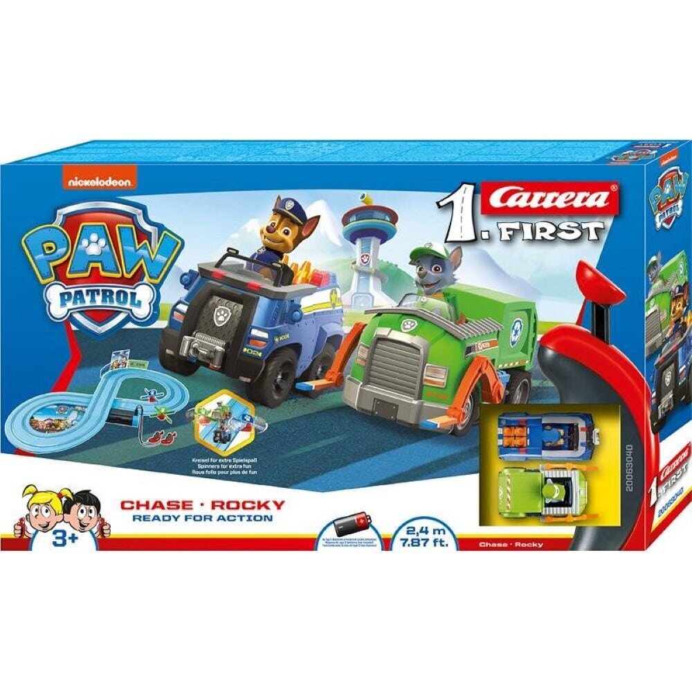 Võidusõidurada Carrera First - Paw Patrol Chase & Rocky valmis tegutsemiseks - 2,4 m. hind ja info | Poiste mänguasjad | kaup24.ee