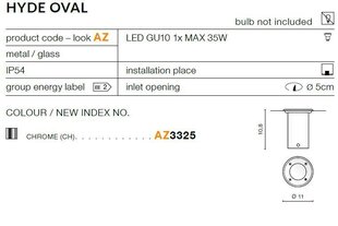 Azzardo välisvalgusti Hyde Oval AZ3325 цена и информация | Уличное освещение | kaup24.ee