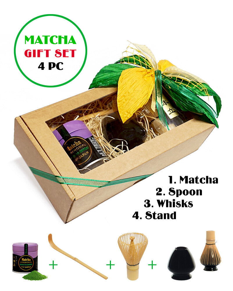 Kingituskomplekt, Jaapani tseremoniaalklass Matcha (KYOTO), 40g + vispel+ bambuslusikas + vispli hoidja hind ja info | Tee | kaup24.ee