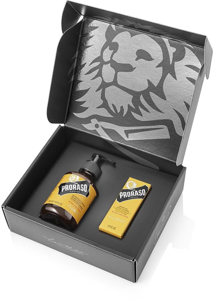 Habemehoolduskomplekt meestele Proraso Duo Pack Wood & Spice Beard Oil & Shampoo hind ja info | Raseerimisvahendid | kaup24.ee