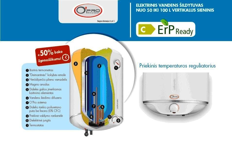 Elektriline boiler Atlantic VM100 Expert, vertikaalne 100L цена и информация | Boilerid | kaup24.ee