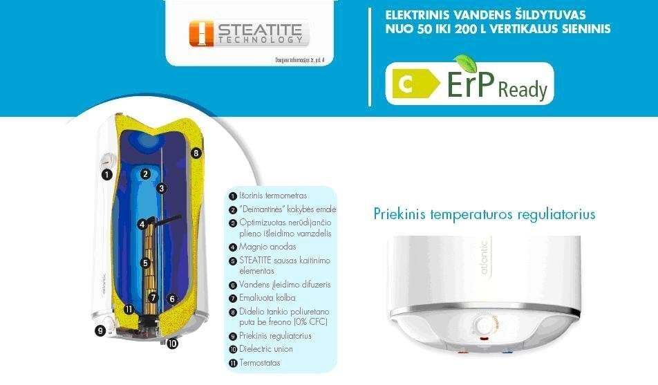 Elektriline boiler Atlantic VM080 Steatite TURBO, vertikaalne 80L цена и информация | Boilerid | kaup24.ee