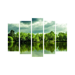 Репродукция из пяти частей Деревья и вода цена и информация | Картины, живопись | kaup24.ee