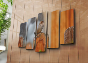 Репродукция из пяти частей Птица на заборе цена и информация | Картины, живопись | kaup24.ee
