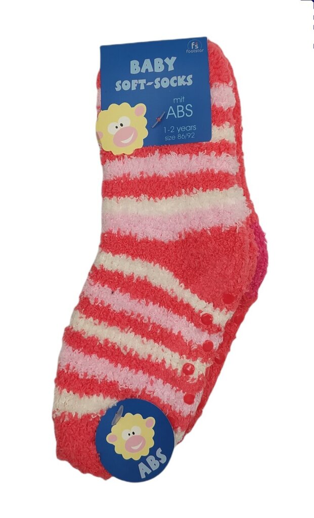 Soojad ABS-iga froteesokid lastele Footstar Baby Soft Socks 56869, roosa, 2 paari цена и информация | Laste talveriided | kaup24.ee